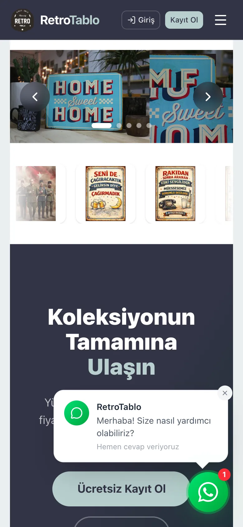 RetroTablo — mobile view