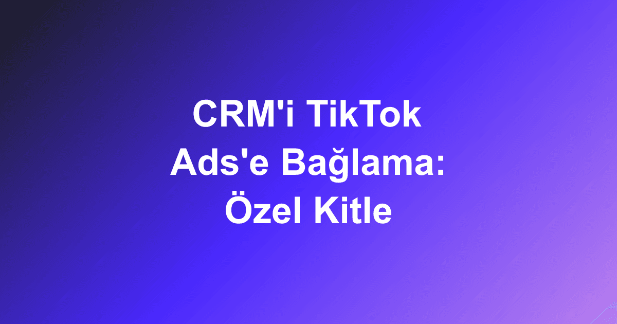 CRM'i TikTok Ads'e Bağlama: Özel Kitle
