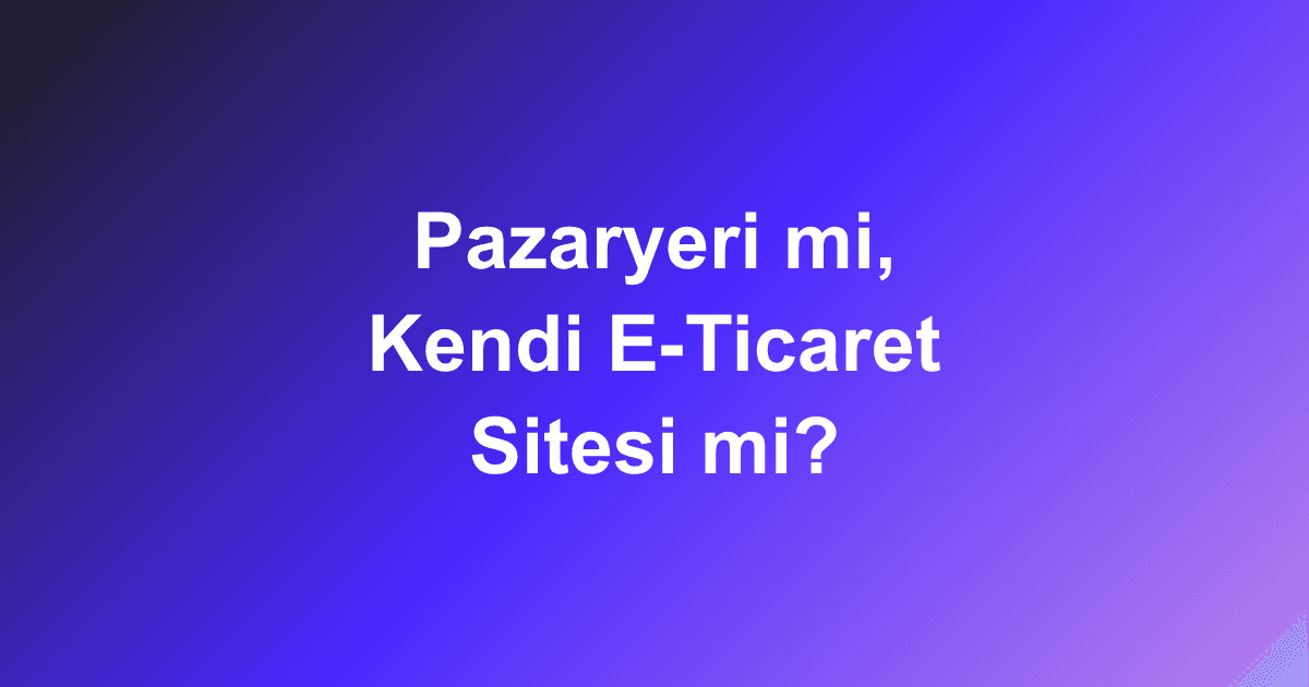 Pazaryeri mi, Kendi E-Ticaret Sitesi mi?